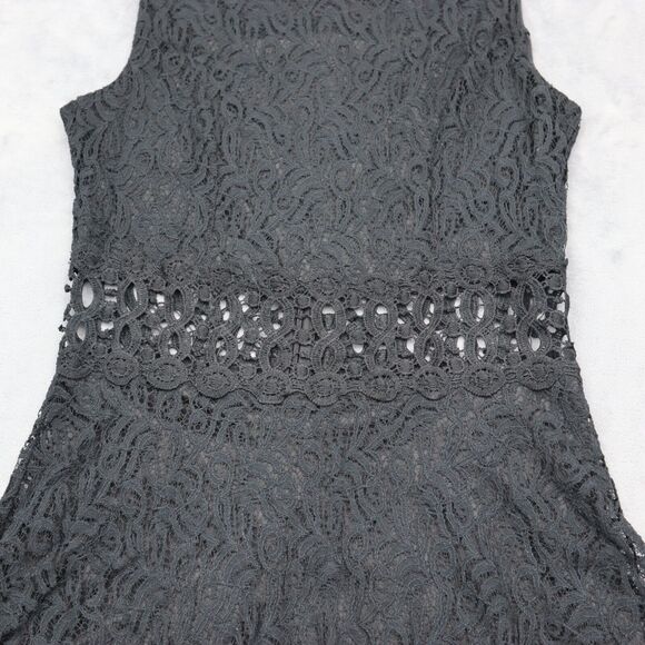 Diva USA Dress Womens L Black Laced Round Neck Sleeveless A Line Back Zip - Picture 12 of 16